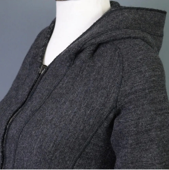 TRANSIT PAR SUCH Gray Wool Alpaca Hooded Full Zip Coat Size 2 #D5 - Picture 9 of 16